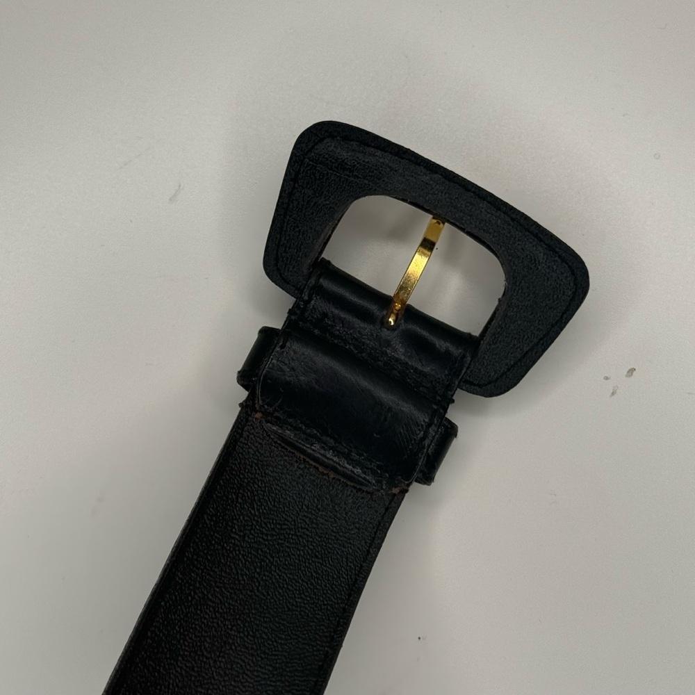 Y2K Furla Black Leather Waist Belt Made in Italy Minimalist Wide Belt Size M - Picture 6 of 10
